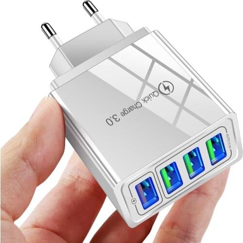 5.1A 4 USB Fast Charger Quick Charge 3.0 Universal Wall For iPhone 12 11 Samsung s8 9 Xiaomi Mobile Phone Chargers Fast Charging