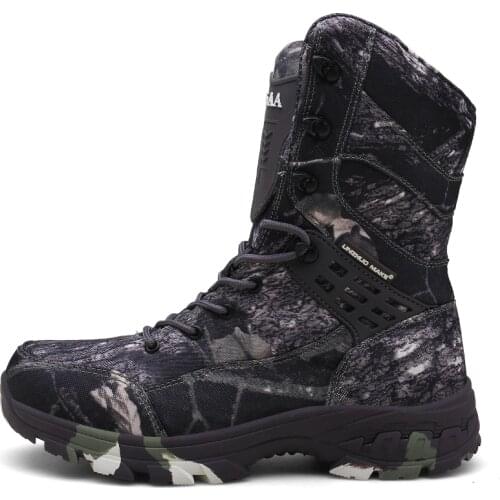 High Top Classic Waterproof Military Tactical Boots Man Outdoor Camouflage Hunting Boots Breathable Men Army Commando Boots