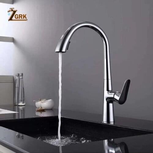 ZGRK Kitchen Faucet Pull Out Cold and hot Chrome Kitchen Tap Single Handle 360 Degree Water Mixer Tap Torneira Cozinha