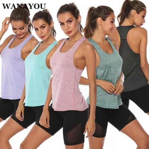 WANAYOU Quick Drying Fitness Yoga Vest,Sleeveless U-Neck Training Running Vest,Breathable Running Sport Tank Tops for Women Gym