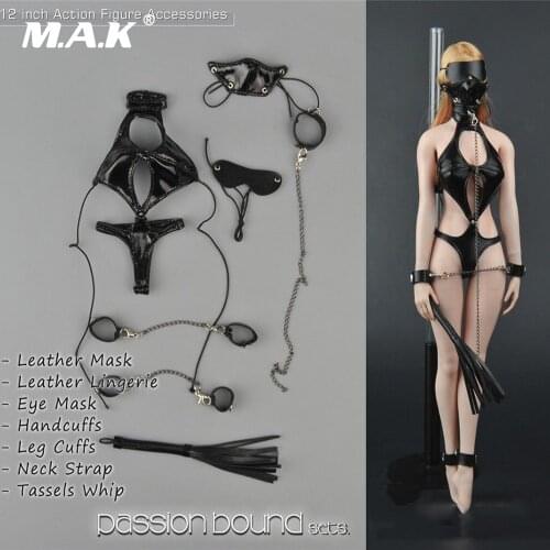 ZY5005 1/6 Scale Female Clothes Set Black Leather Lingerie Underpants Bound Sets for 12 inches Woman Action Fihure Body