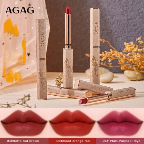 1pc Small Thin Tube Velvet Lipstick Matte Texture Waterproof And Sweat-proof Rich Color Lipstick Moisturizing Makeup TSLM1