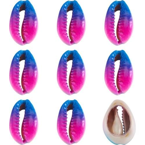 10pcs Spray Paint Cowrie Shell Beads Two Tone No Hole/Undrilled DIY Jewelry Necklaces Bracelets Making DIY Decor F60