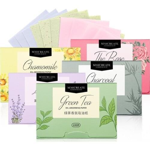 100Sheets/bag Oil Blotting Paper Lavender Green Tea Chamomile Oil Control Sheets Face Cleaning Absorbent Paper Makeup Tool