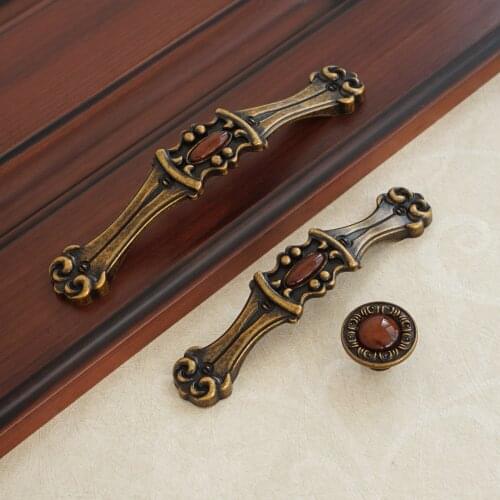 3.75" 5"Coffee Vintage Copper Door Knobs Cupboard Pulls Handle Zinc Alloy Drawer Handles Retro Style Furniture 96 128mm Hardware