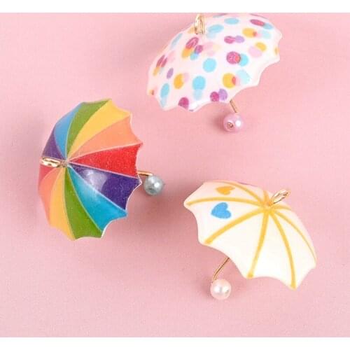 5pcs Mini Simulation Small Umbrella Charms for Dollhouse Miniature Pendant Diy Earrings Necklace Key Chain Accessories