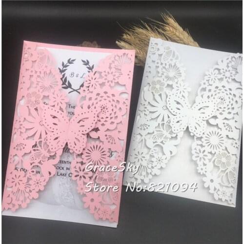 50pcs free shippig Laser cut wedding invitations sets,wedding flower blanks for wedding invitations,wedding invitations rsvp