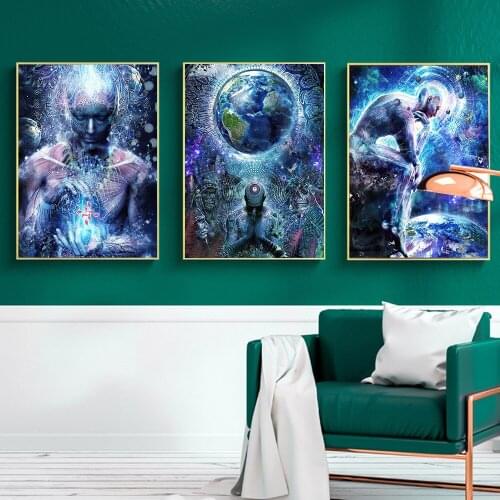 Abstract Print Canvas Painting Blue Earth Posters Wall Art Prints Maya Civilization Buddha Picture Bedroom Decor For Living Room