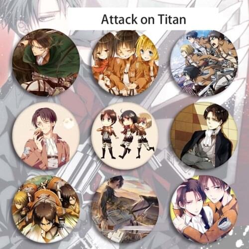 Anime Brooch Pin Attack on Titan Badge Mikasa·Ackerman Levi·Ackerman Eren Jaeger Brooch Pin for Clothes Lapel Jane Collar Bag