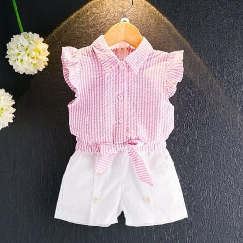 2-6Y baby girls clothing sets summer 2020 kids outfits girl suits fashion children clothes two piece set striped blouses + pants
