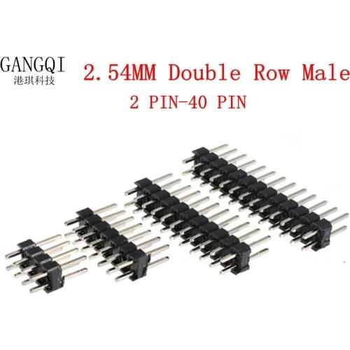 2.54mm Double Row Male 2~40P Breakaway PCB Board Pin Header Connector Strip Pinheader 2 * 2/3/4/6/8/10/12/15/20/40P For Arduino