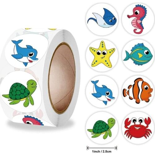 100-500pcs Cartoon Starfish fish Stickers Children Reward Label Birthday Party Gift Decoration Scrapbooking Stationery Sticker