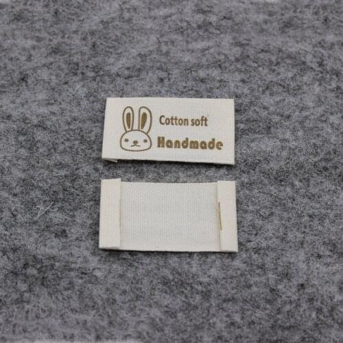 Cotton handmade tags/natural white cotton printed labels for handmade items clothing label custom collar labels