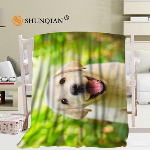 Custom Cute labrador dog Flannel Falafel Fabric 56x80inch 50X60inch 40X50inch Sofa Bed Throw Blanket Kid Adult Warm Blanket