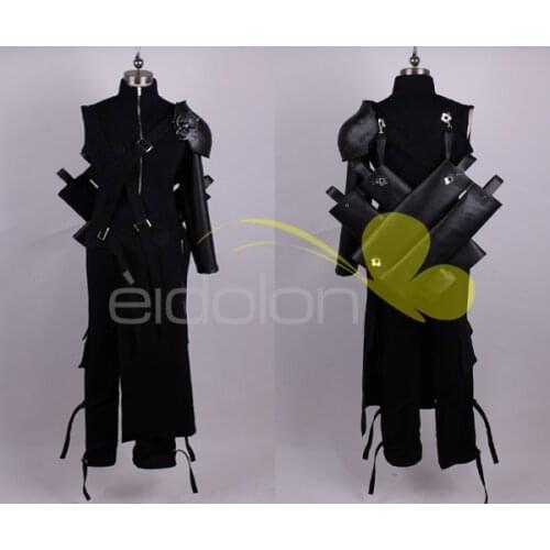 Final Fantasy FF7 Cloud Strife Cosplay Costume Outfit + PU Leather Pauldrons Halloween Adult Costumes for Women/Men Customize