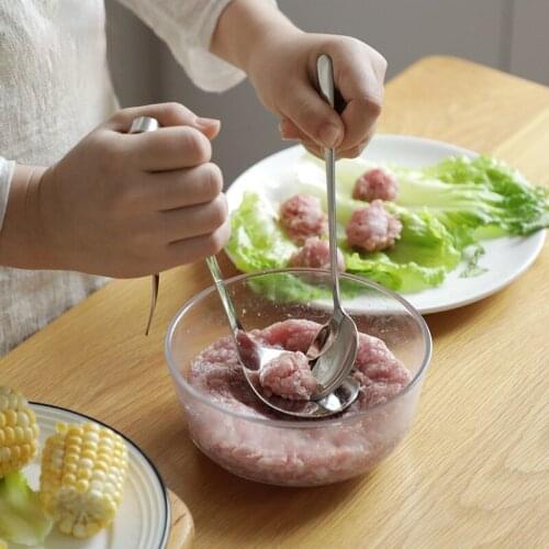Creative 304 Stainless Steel Manual Meatball Squeeze Spoon Cool Kitchen Gadgets and Accessories Fishball Machine