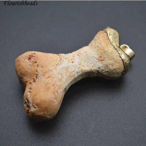 New design Yellow Color Natural Stone Bone Shape Pendant