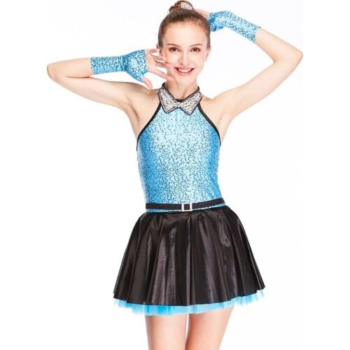 MiDee Modern Jazz Dance Dress for Women Sequin Sparkly Tutu Skirt Girl Kid Classical Ballet Dance Wear Performance Stage Costume