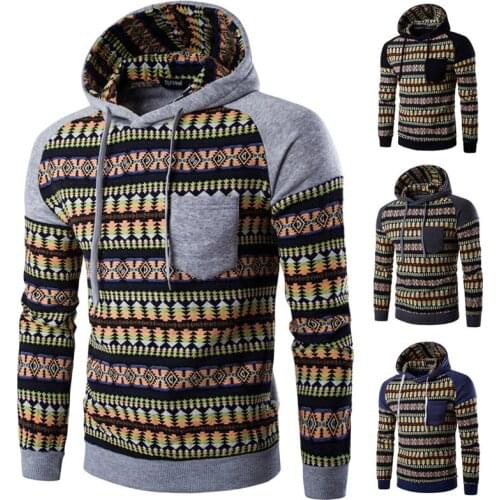 2021 Men Ethnic Style Printing Vintage Hoodie Mens fashion Hooded Sweatshirt sudaderas hombre roupas masculinas