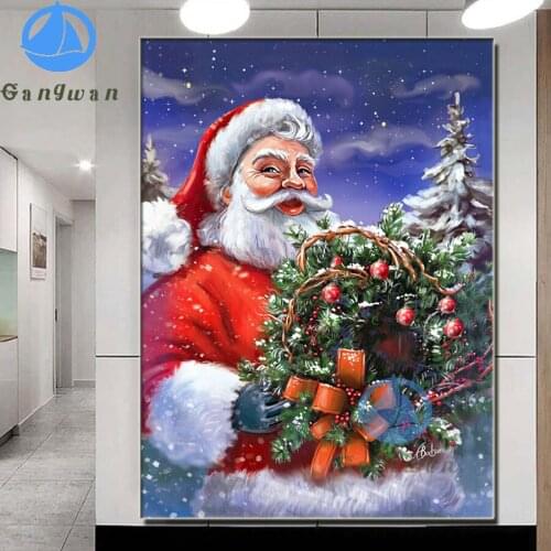 DIY Cartoon wreath 5D Diamond Painting Full Round Drill Santa Claus Diamond Embroidery Christmas Gift Cross Stitch Kits decor