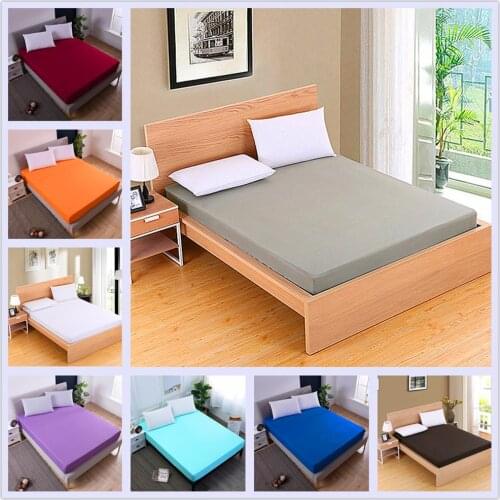 Solid Mattress Protector with Elastic Band Sanding Breathable Bed Mattress Cover Anti-mite Washable