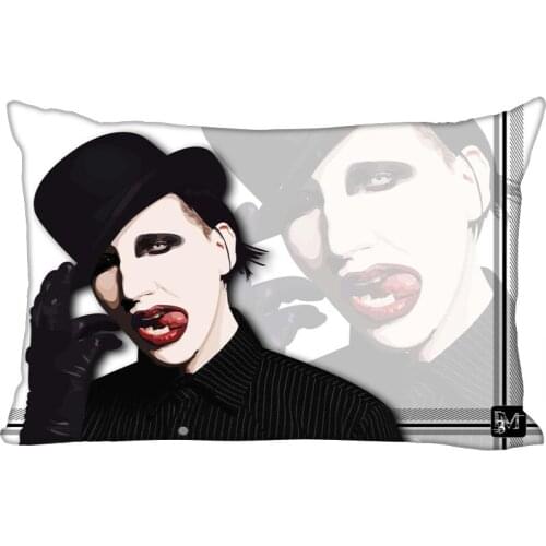 New Custom Marilyn Manson Printing pillowcover Two sides Standard Satin Silk Soft Rectangle Pillowcases zipper More size