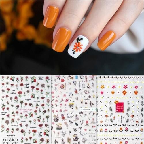 Newest WG205-02 flower pattern 3d nail sticker Japan style nail decal back glue DIY decorations accessory