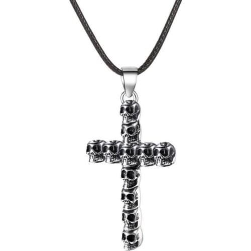 2020 New Mens Women Chain Necklace Gothic Retro Skull Cross Pendant Necklace Halloween Creativity Jewelry Neck Chains Chokers