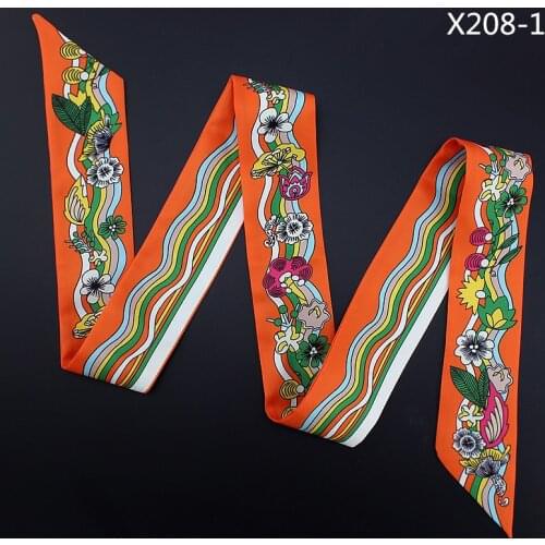 New Scarf 120cm Wave Pattern Print Women Small Silk Scarf Luxury Brand Bag Ribbons Fashion Head Scarf Hot Sale LongScarves sjaal