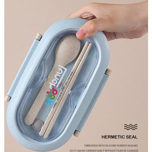 Portable Insulated Lunch Box With Soup Cup Round Wheat Bento Box With Spoon Compartment Sealed Lunch Boxes Set For Office Worker