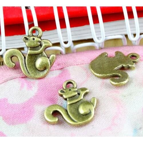 100pcs Charms Squirrel 13.5*13MM Antique Bronze Color Pendant Squirrel Charms For Jewelry Making Jewelry Findings