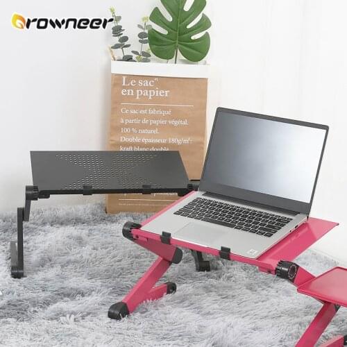 Portable Folding Computer Table Aluminum Plastic Fully Adjustable Laptop Desk 360 Degree Venting Hole Stand Side Table Furniture