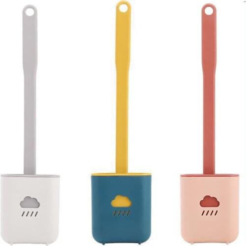 Toilet Brush With Holder Silicone WC Gap Brush Hanging Type Silicone Toilet Brush Cleaning Without Dead Ends Bathroom Products