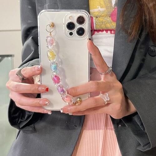 Cute Love Heart Bracelet Wrist Chain Case For Samsung Galaxy A21 A31 A41 A51 A71 5G A12 A32 A42 A72 Clear Soft Back Cover Korea