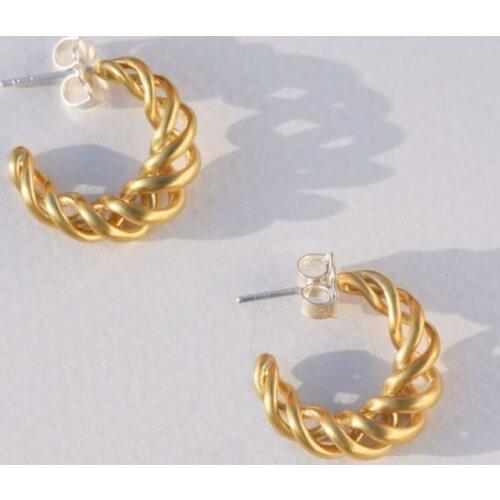 Spiral Croissant Hoop Earrings for Women Copper Line Hollow Twist Earrings Round Punk Party Jewelry Ear Rings for Women