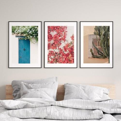 Mediterranean Wall Art Floral Pink Print Cactus Botanica Painting for Living Room Bedroom Wall Art Prints Fashion Home Decor