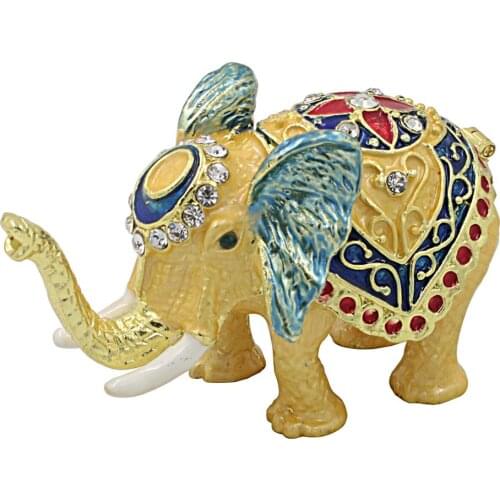 Feng Shui Thai Elephant Trinket Box Hinged Wealth Lucky Ring Holder Animal Statue Figurine Home Decor Gift Collectible