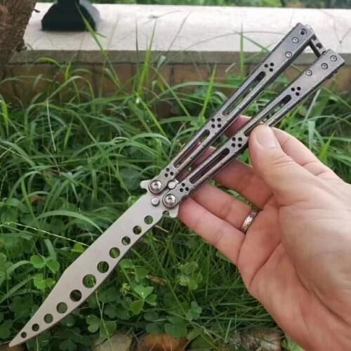 The One Titanium Handle Snake Monster Practice Blade D2 Not Sharp High Hardness Outdoor Camping Survival Self-Defen Tool Gift