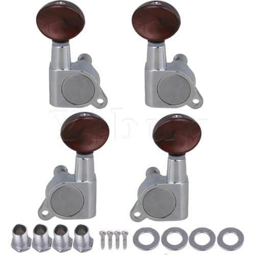 Yibuy 2L 2R Ukulele Guitar Sealed 18:1 Tuning Peg Red Small Round Handle