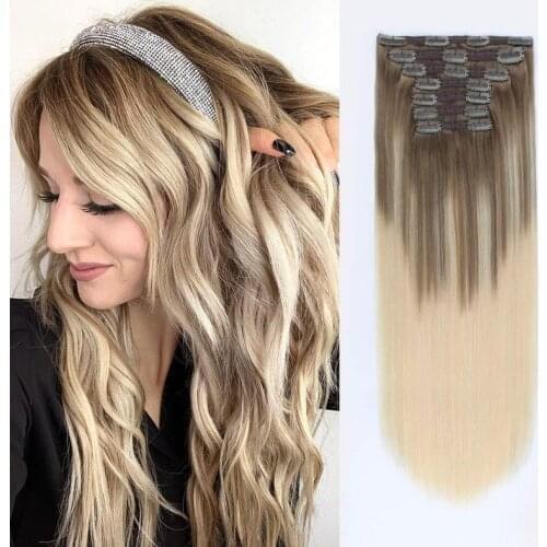 Kayla Hair Clips In Brazilian Human Hair Straight Clip In Hair Extensions 7 Pieces And 120g/Set Natural Color Remy Hair