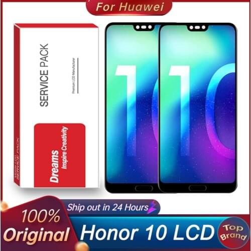 5.84 inch LCD Screen For Huawei Honor 10 Display With Fingerprint 10 Touches LCD Replacement For Honor 10 COL-L29 L19 AL10 TL10