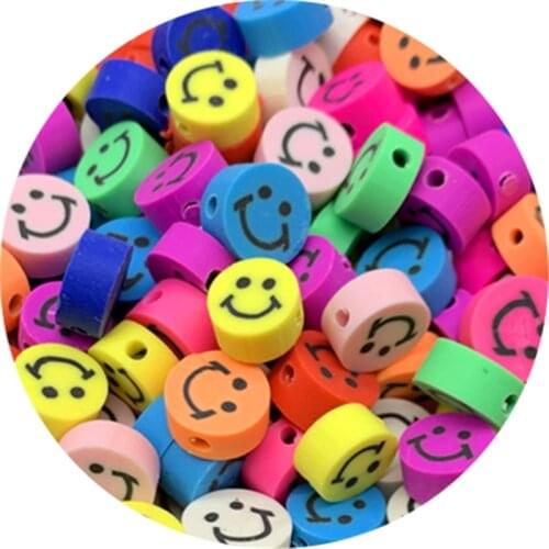 30pcs/Lot 10mm Mix Colors Smiley Beads Clay Spacer Beads Polymer Clay Beads For Jewelry Making DIY Handmade Accessories