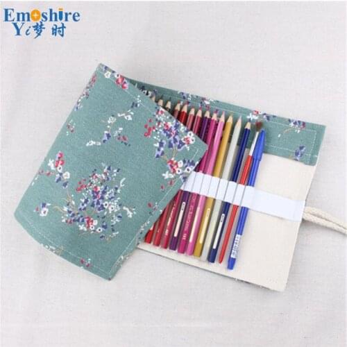 36/48/72 Holes Professional Canvas Bag Pencil Fold Case Set For Color Pencil Storage Pouch Sketch Drawing Tools Art Supply B269