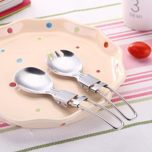 500pcs Outdoor Camping Equipment Fork Portable Foldable Spoon Fork Steel Tableware Picnic Folding Cutlery NO274