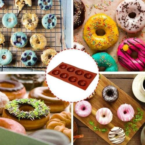 8 Holes Donuts Biscuits Chocolate Cake Silicone Mold Baking Toos Decorating Cookies Mould Jelly Ice Cubes Fondant Soa Molds A4E3