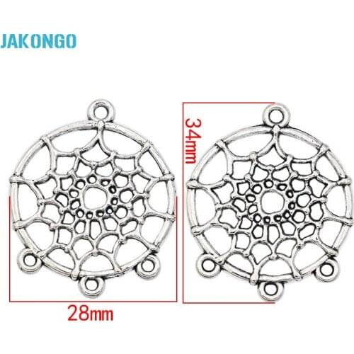 8PCS Antique Silver Bronze Plated Dreamcatcher Connector for Jewelry Making Earrings Necklace Findings DIY Handmade 34x28mm