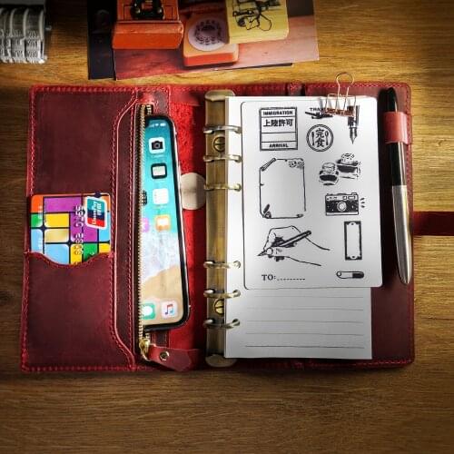 New Multifunctional Loose-leaf Leather Hand Ledger Travel Notebook Zipper Retro A7 Notepad Binder Diary