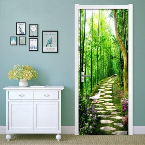 Bamboo Forest Small Road 3D DIY Mural Bedroom Door Stickers Wall Papers Home Decor Modern Wall Painting Vinyl Wallpaper Murals