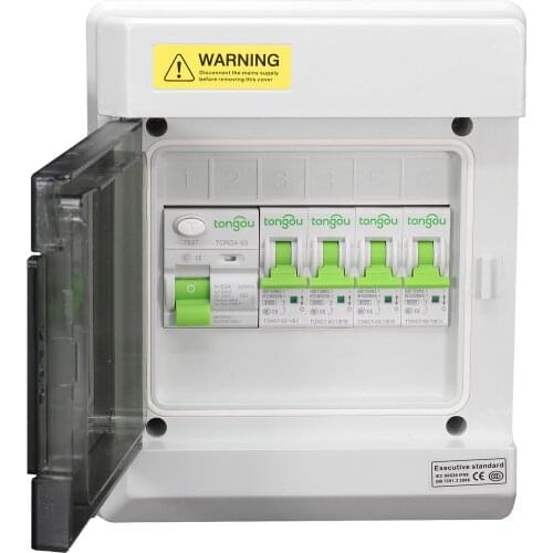 Consumer Unit IP66 6 Ways Fuse Box Fitted with RCD 63Amp 30mA 1X6Amp, 1X10Amp, 1X16Amp & 1X32Amp MCBs