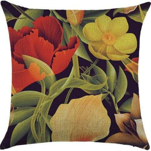 Flower Pillowcase Decorative Colorful Flowers Throw Pillows 45*45cm Leaves Pillow Case Home Soft Covers